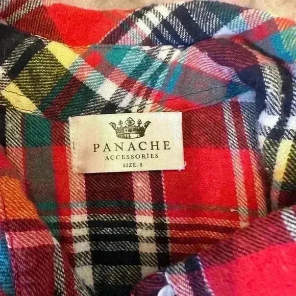 Panache Women's Bleached Flannel Small Distressed Faded Buttonup Shirt Red Plaid - Picture 3 of 7